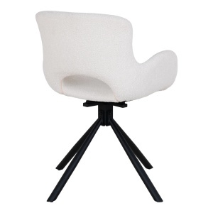 SET 2 SCAUNE DINING ROTATIV AMORIM, DIN METAL, FURNIR SI TEXTIL BOUCLE, CULOARE ALB GALBUI, HOUSE NORDIC - Img 5