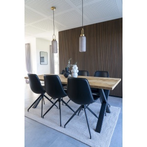 SET 2 SCAUNE DINING ROTATIVE MONACO, DIN METAL SI PIELE ECO, CULOARE NEGRU/NEGRU, HOUSE NORDIC - Img 2