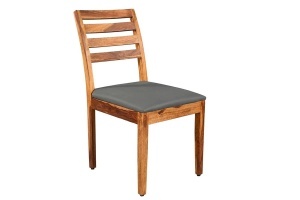 SET 2 SCAUNE, MAKASSAR 90CM, REALIZAT DIN LEMN DE TRANDAFIR SI PIELE ECO, CULOARE GRI/MARO