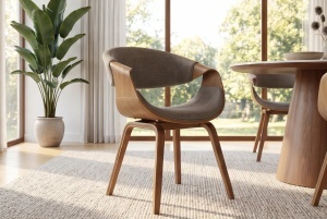 SET 2 SCAUNE ORGANIC, DIN LEMN SI TEXTIL, CULOARE GRI, INVICTA INTERIOR - Img 5