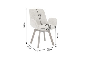SET 2 SCAUNE ROTATIV BALTIC, DIN LEMN SI TEXTIL BOUCLE, CULOARE TAUPER, INVICTA INTERIOR - Img 4