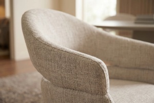 SET 2 SCAUNE ROTATIV ORGANIC, REALIZAT DIN MATERIAL TEXTIL CHENILLE SI LEMN, CULOARE BEJ/MARO, INVICTA INTERIOR - Img 6
