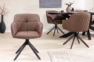 SET 2 SCAUNE ROTATIVE 180 GRADE, EUPHORIA, DIN PIELE MARO SI METAL, ARTIM GROUP SELECTION - Img 4