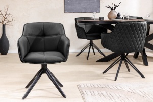 SET 2 SCAUNE ROTATIVE 180 GRADE, EUPHORIA, DIN PIELE NEAGRA SI METAL, ARTIM GROUP SELECTION - Img 5