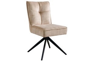 SET 2 SCAUNE ROTATIVE 360 GRADE, LUGANO, REALIZAT DIN METAL SI TEXTIL CATIFEA, CULOARE BEJ/NEGRU