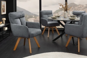 SET 2 SCAUNE ROTATIVE, BIG GEORGE, TEXTIL CHENILLE SI LEMN, CULOARE GRI, ARTIM GROUP SELECTION - Img 3
