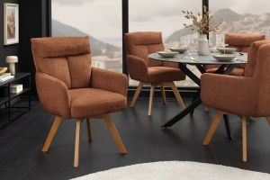 SET 2 SCAUNE ROTATIVE, BIG GEORGE, TEXTIL CHENILLE SI LEMN, CULOARE MARO, ARTIM GROUP SELECTION - Img 3