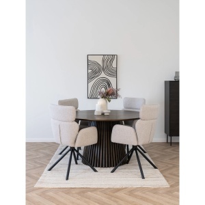 SET 2 SCAUNE ROTATIVE CORDOBA, DIN METAL SI TEXTIL, CULOARE BEJ, HOUSE NORDIC - Img 11