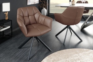 SET 2 SCAUNE ROTATIVE, PAPILLON, 180 GRADE, DIN PIELE SI SUPORT METAL, MARO, ARTIM GROUP SELECTION - Img 1