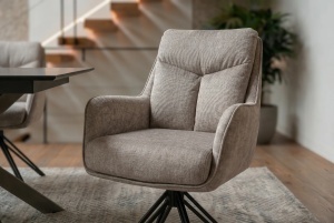 SET 2 SCAUNE ROTATIVE, PROMETHEUS, 180 grade, REALIZAT DIN METAL SI TEXTIL VELUR, CULOARE TAUPE, ARTIM GROUP - Img 8