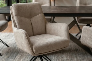 SET 2 SCAUNE ROTATIVE, PROMETHEUS, 180 grade, REALIZAT DIN METAL SI TEXTIL VELUR CATIFELAT, CULOARE BEJ, ARTIM GROUP SELECTION - Img 8
