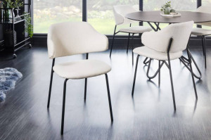 SET 2 SCAUNE TRACY , DIN MATERIAL PLUS ALB SI PICIOARE NEGRE, DESIGN INDUSTRIAL
