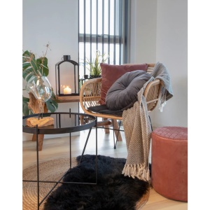 SET 2 SCAUNE TRIESTE, REALIZAT DIN POLIRATAN SI METAL CU PERINA, CULOARE NEGRU/NATUR, HOUSE NORDIC - Img 5