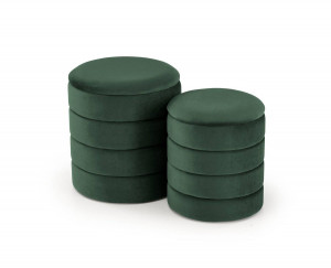 SET 2 TABURETI PACHO, CU SPATIU DE DEPOZITARE, VERDE, TAPITERIE DIN CATIFEA, STIL MODERN