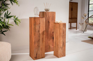 SET 3 COLUMNE PILLAR MAKASSAR 40181 MANGO DIN LEMN MASIV STIL VINTAGE - Img 1