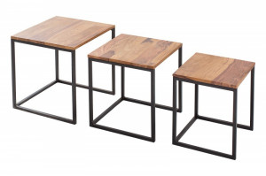 SET 3 MASUTE DE CAFEA FUSION, METAL SI LEMN MASIV, DESIGN VINTAGE/INDUSTRIAL - Img 5