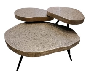 SET 3 MASUTE DE CAFEA SYMBA, 825315, BRONZ, CONFECTIONATE DIN FIER SI MDF, RICHMOND INTERIORS