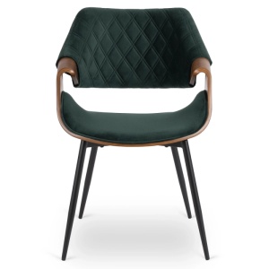 SET 4 SCAUNE, ARTIM MEBLE, REALIZAT DIN MATERIAL CATIFEA VERDE SI FURNIR/METAL, STIL MODERN - Img 2