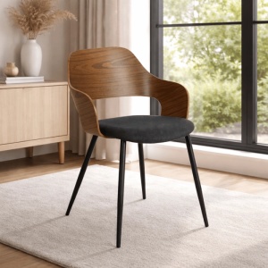 SET 4 SCAUNE, ARTIM MEBLE, REALIZAT DIN MATERIAL TEXTIL SI FURNIR/METAL, STIL MODERN