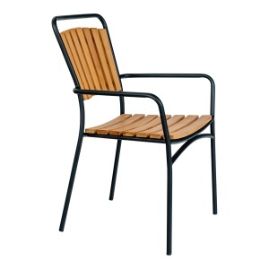 SET 4 SCAUNE DE TERASA CLEVELAND, REALIZAT DIN METAL SI LEMN, CULOARE NATUR/NEGRU, HOUSE NORDIC - Img 4