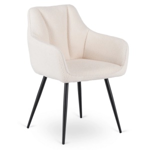 SET 4 SCAUNE LIVING, ARTIM MEBLE, REALIZAT DIN MATERIAL BOUCLE BEJ SI CADRUL DIN METAL, STIL MODERN - Img 9