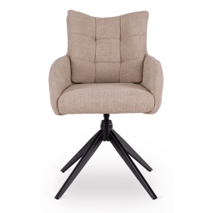 SET 4 SCAUNE ROTATIVE, ARTIM MEBLE, REALIZAT DIN MATERIAL TEXTIL BEJ SI CADRUL DIN METAL, STIL MODERN - Img 5