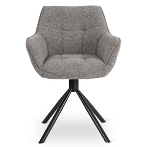 SET 4 SCAUNE ROTATIVE, ARTIM MEBLE, REALIZAT DIN MATERIAL TEXTIL BOUCLE GRI SI METAL, STIL MODERN - Img 5