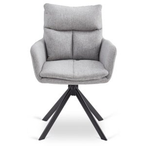 SET 4 SCAUNE ROTATIVE, ARTIM MEBLE, REALIZAT DIN MATERIAL TEXTIL GRI SI METAL, STIL MODERN - Img 3