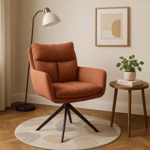 SET 4 SCAUNE ROTATIVE, ARTIM MEBLE, REALIZAT DIN MATERIAL TEXTIL CARAMIZIU SI METAL, STIL MODERN