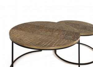SET DE MASUTE DE CAFEA, BRONZ/NEGRU, REALIZATE DIN METAL, STIL RETRO - Img 2