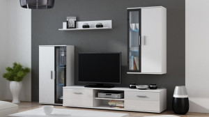 SET LIVING CU LED DORA ALB/NEGRU DESIGN MODERN CM - Img 1