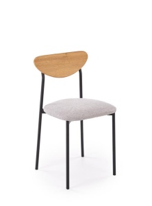 SET MASA + 4 SCAUNE DICKY, GRI/NEGRU/NATURAL, 180/240 CM, NEGRU/NEGRU, DIN MDF LAMINAT SI METAL, STIL MODERN - Img 3