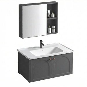 SET MOBILIER DE BAIE CU LAVOAR, OGLINDA, DENVER 80CM, GRI, JUST IN COLLECTION - Img 4