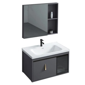 SET MOBILIER DE BAIE CU LAVOAR, OGLINDA, PARIS 60CM, GRI, JUST IN COLLECTION - Img 9