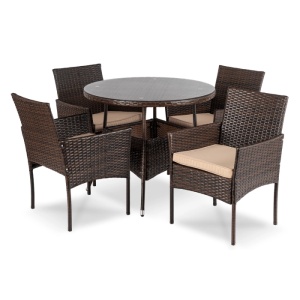 SET MOBILIER GRADINA, ARTIM MEBLE, MASA SI 4 SCAUNE, REALIZATA DIN POLIRATAN, CULOARE MARO/BEJ, STIL MODERN - Img 11