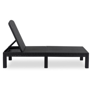 SEZLONG PLAJA PLIABIL, ARTIM MEBLE, REALIZAT DIN TEHNORATAN, CULOARE NEAGRA, STIL MODERN - Img 5