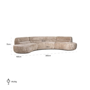 SOFA COLBY ROUND SHAPE, SHEEP NATURE, S5158 CONFECTIONAT DIN LEMN, PLACAJ, SPUMA SI 100% POLIESTER, RICHMOND INTERIOR - Img 4