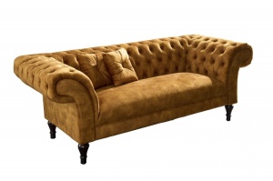 SOFA, STIL CHESTERFIELD, 225CM, TEXTIL FIN( CATIFEA) GALBEN MUSTAR, ARTIM GROUP SELECTION - Img 3