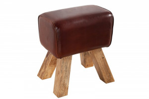 STOC 1 BUC!!! TABURET DIN PIELE NATURALA BOCK II 36268, DESIGN VINTAGE - Img 2