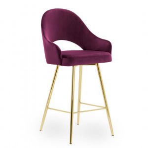 STOC 1 BUCATA!!! SCAUN DE BAR GODA 60, MOV/NEGRU, STIL MODERN - Img 1