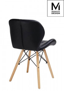 STOC 3 BUC!!!SCAUN DINING KLIPP. DIN LEMN, METAL SI PIELE ECO, NEGRU/NATURAL, STIL SCANDINAV - Img 2