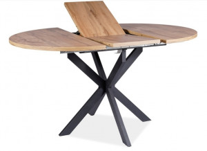 STOC!!! MASA DINING EXTENSIBILA GASTON, 100/135 CM, STEJAR ARTISAN/NEGRU, BLAT DIN MDF SI PICIOARE DIN METAL, STIL MODERN - Img 5
