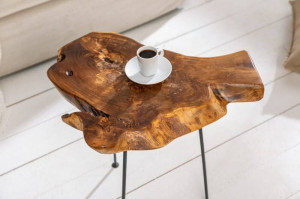 STOC!!! MASUTA DE CAFEA, WILD, 50CM, DIN LEMN MASIV DE TEC, DESIGN RUSTIC - Img 6