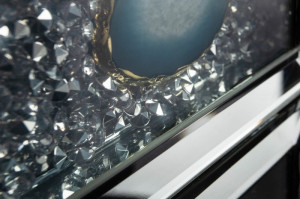 SUPORT PENTRU LUMANARI DIAMANT AGATE 38994 ALBASTRU/ARGINTIU STIL MODERN - Img 4