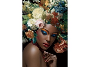 TABLOU DECORATIV FLOWER WOMAN I, 120 CM, DIN STICLA SECURIZATA, STIL MODERN
