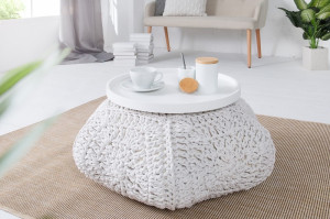 TABURET ALB DIN BUMBAC TRICOTAT MANUAL COSY IV 37752 - Img 2