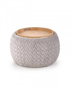 TABURET BONO, CU SPATIU DE DEPOZITARE, GRI/NATURAL, DIN MDF, FURNIR NATURAL SI STOFA, STIL MODERN