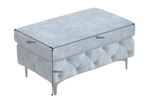 TABURET CHESTERFIELD 95CM, DIN LEMN SI TEXTIL CATIFEA, CULOARE ALBASTRA, INVICTA INTERIOR - Img 8