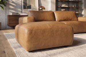 TABURET ELEGANT BIG GEORGE 95CM, REALIZAT DIN LEMN SI PIELE ECO, CULOARE MARO, INVICTA INTERIOR - Img 2