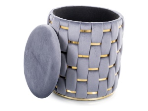 TABURET TIARA VELVET, GRI, TAP 252/AURIU, CU TAPITERIE DIN CATIFEA, STIL MODERN - Img 2